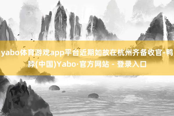 yabo体育游戏app平台近期如故在杭州齐备收官-鸭脖(中国)Yabo·官方网站 - 登录入口